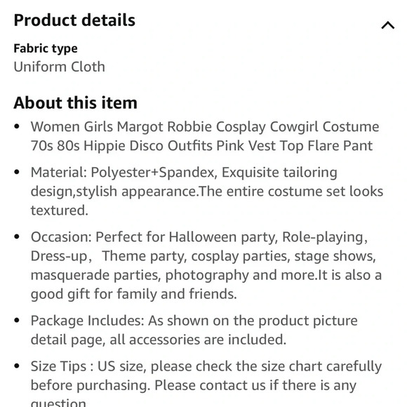 Women Girls Margot Robbie Cosplay Cowgirl Costume 70s 80s Size Large - Picture 6 of 15